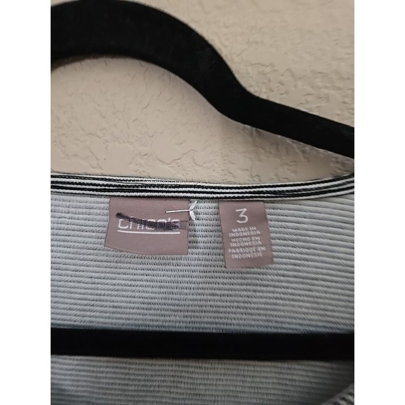 Chico's Striped Nautical Short Sleeve Casual Top Button Sleeves Womans Size 3/XL - Picture 2 of 5